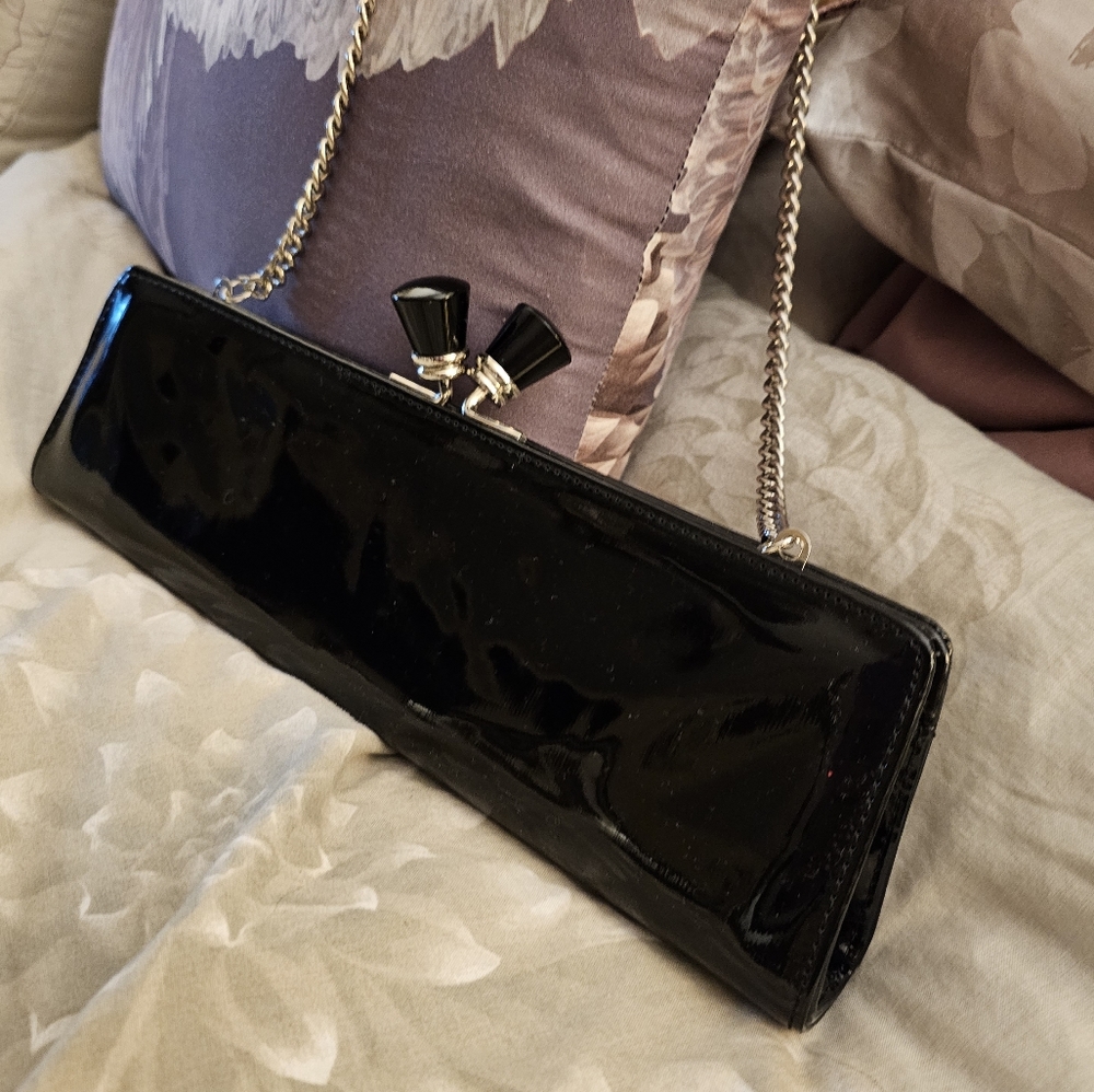 Aldo clutch style purse, black Patent leather Pre-owned